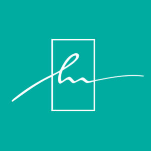 Logo Hertel, weiß auf türkisem Hintergrund